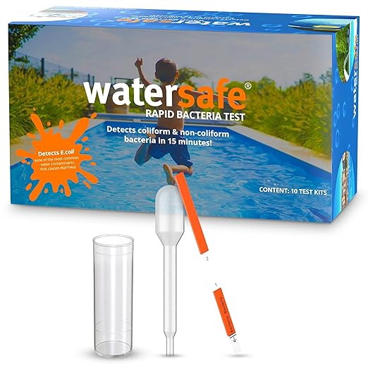 Pool and Spa Rapid Bacteria Test by Watersafe, Detects Down to 1 Bacteria/μL in 15 Minutes, Including E. coli and Salmonella. 20 Tests.