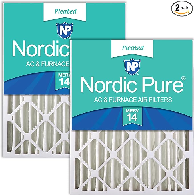 Nordic Pure 18x24x4 (Actual Size: 17 1/2 x 23 3/8 x 3 5/8) Pleated MERV 14 Air Filters 2 Pack