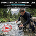 2-Pack Tactiko Survival 20oz/600ml Filtered Water Bottle Kit - Purify 265 Gal. Water from Rivers, Lakes & Streams - SGS Certified - UF Membrane, Activated Carbon - Camping, Emergency (Blk/Blue)