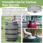 6" Rain Water Barrel Screen Filter - Rain Berral Vent Aluminum Mesh Cover for Rainwater Collection System, Keep Mosquitos and Debris Out of Rain Water Drum
