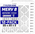 Filter King 20x20x2 Air Filter | 12-PACK | MERV 8 HVAC Pleated A/C Furnace Filters | MADE IN USA | Actual Size: 19.5 x 19.5 x 1.75"