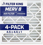 Filter King 4.5x4.5x1 Air Filter | 4-PACK | MERV 8 HVAC Pleated A/C Furnace Filters | MADE IN USA | Actual Size: 4.5 x 4.5 x .75"