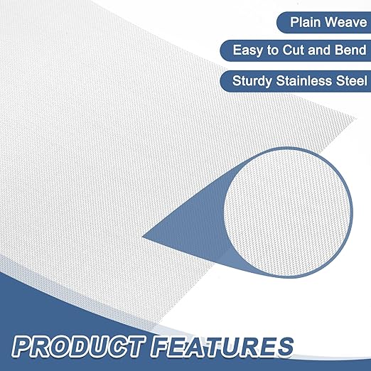 uxcell 50 Mesh 79" x 12" Woven Wire Mesh, 304 Stainless Steel Air Vent Filter Screen, Window Screen Mesh for DIY Projects Vents Cover Filtration Animals Fence