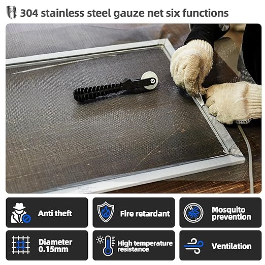 20 Mesh 304 Stainless Steel Mesh Screen, 47''×118''（120cm×300cm） Wire Screen Mesh, Rust Free Woven Wire Mesh, Metal Mesh Screen for Air Vents, Window Screen, Filters, Cage,Garden Covers (Black)