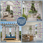 Flowers Outdoor Curtains for Patio Summer Floral Pastoral Farmhouse Plant Waterproof Outside Curtains with Grommet Top Weatherproof Curtain for Cabana Pergola Gazebo, 1 Panel, 54" W x 95" L