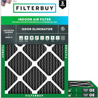 Filterbuy 22x24x1 Air Filter MERV 10 Odor & Allergy Defense with Activated Carbon (3-Pack), Electrostatic Pleated HVAC AC Furnace Filters Replacement, Made in USA (Actual Size: 21.50 x 23.50 x 0.75)