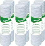 20 Micron String Wound Whole House Water Filter 10" x 2.5", 10-inch Universal Sediment Pre-Filters for Well Water, Replacement Cartridge for FXWSC, CW-F, CW-MF, 1SS, W5W, AO-WH-PRE-R2, 6-Pack