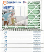 Filters Fast 18x25x2 Pleated Air Filter Merv 13, 2 Inch AC Furnace Air Filters, Made in the USA, Actual Size 17.75x24.75x1.75, 6 Pack