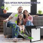 AP303 AP304 Replacement Filters 2 Pack, Compatible with DAYETTE AP303/AP304 Air Purifier, and Compatible with FRESHDEW AP303/AP304 Air Purifier, including H14 HEPA Layer and Activated Carbon Layer