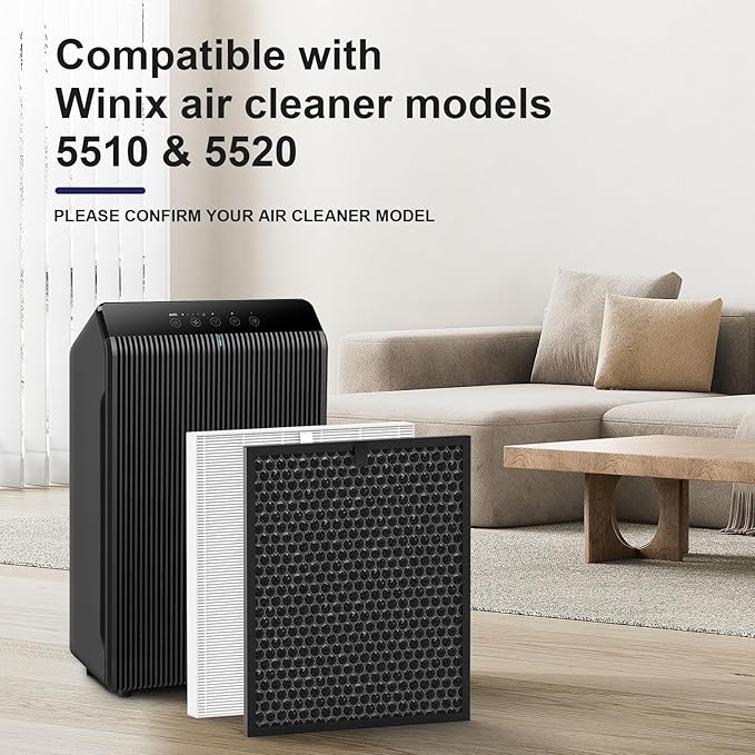 Filter Q – 1712-0123-00 Replacement Filter for Winix 5510 and 5520 Air Purifier, 5510 Replacement Combo Pack Includes: 3 HEPA & 3 Carbon Filter