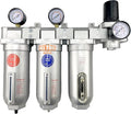 1" NPT SUPER DUTY Industrial Grade 4 Stages Filter Coalescing Desiccant Dryer Regulator System For Compressed Air Lines, Metal Bowls, Great For Paint Spray And Plasma Cutter (AUTO DRAIN)