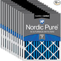 Nordic Pure 20x25x2 (Actual Size: 19 1/2 x 24 1/2 x 1 3/4) Pleated Air Filters MERV 7 Plus Carbon 12 Pack