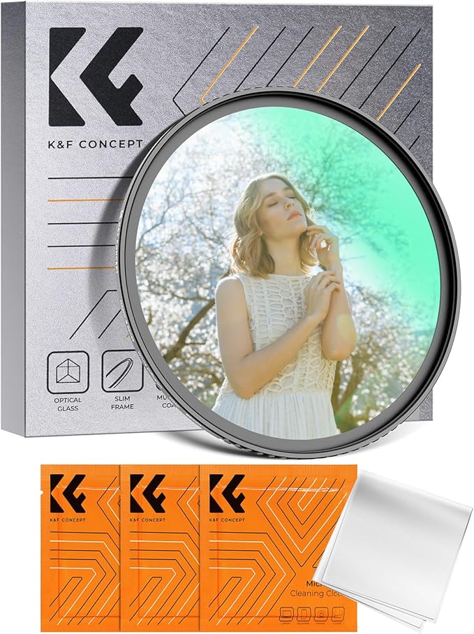 K&F CONCEPT 52mm White Mist 1/4 Filter, 18 Multi-Layer Coatings Dreamy Soft White Diffusion Filter with Cleaning Cloths for Portrait/Video/Vlog Photography