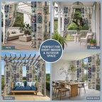 Oceans Outdoor Curtains for Patio Shell Starfish Whales Summer Vintage Waterproof Outside Curtains with Grommet Top Weatherproof Curtain for Cabana Pergola Gazebo, 2 Pack, 54" W x 95" L