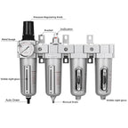 NANPU 1/2" NPT Industrial Grade 4 Stage Air Drying System - Particulate Filter, Coalescing Filter, Double Desiccant Dryers & Air Regulator, Metal Bowl, Auto Drain, for Paint Spray＆ Plasma Cutter