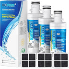 ICEPURE LT1000PC Replacement for LG LT1000P/PC/PCS ADQ747935 ADQ74793501 ADQ74793502 MDJ64844601 LMXS28626S LFXS26973S, LT-1000PC, LT1000, Kenmore 9980 Refrigerator Water and LT120F Air Filter 3 Combo