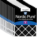 Nordic Pure 12x12x1 (Actual Size: 11 3/4 x 11 3/4 x 3/4) Pure Carbon Pleated Odor Reduction Furnace Air Filters 12 Pack