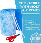 NORTHWEST ENTERPRISES Air Vent Filters - Cut to Size Floor Vent Filters for home - MERV 8 Electrostatic Cut to Fit Air Filter Roll & Adhesive Hook Tape (MERV 8-16" x 90" Triple Filtration)