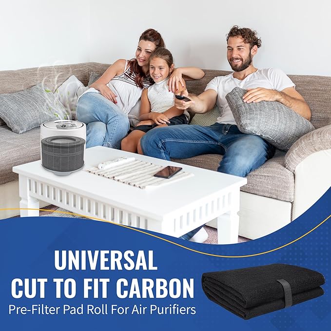 CFS – Pack of 1, Universal Cut to Fit Carbon Pre-Filter Pad Roll for Air Purifiers, Range Hood, Furnace Filters, & Air Conditioner Filters – Fresh Air for Indoor – Charcoal Air Filter Sheet – 8"x48"