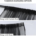 Extra Wide Outdoor Curtains Waterproof Black Voile Mesh Screen Lightweight Privacy Bug Netting for Patio Porch Balcony Pergola Terrace, W125 x L108 inch per Panel, 2 Panels