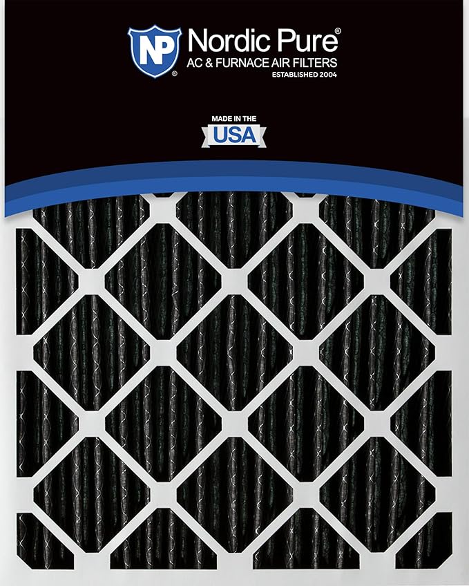 Nordic Pure 25x25x2 (Actual Size: 24 1/2 x 24 1/2 x 1 3/4) Furnace Air Filters MERV 12 Pleated Plus Carbon 3 Pack