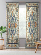 Sheer Curtains 84 Inches Long, Southwest Farmhouse Semi Sheer Curtains Light Filtering Window Treatment, Orange Blue Desert Bohemian Privacy Voile Drapes for Living Room Bedroom 52x84 Inch