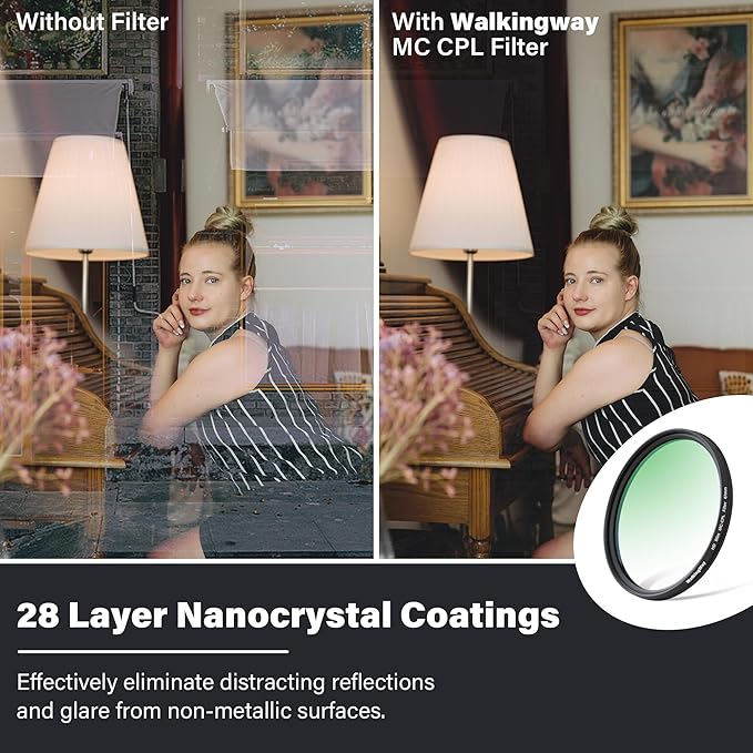 Walking Way 82mm Circular Polarizing Filter Ultra-Slim MC CPL Filter Optical Glass Circular Polarizer Filter for Camera Lens