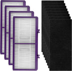 (12 Pack) AER1 Filter 4 HEPA Filters + 8 Carbon Booster Filters Compatible With Holmes AER1 Type Total Air Filter HAPF300AP True HEPA Filter, Performance Plus, Replacement HEPA Filter Accessories