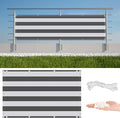 Privacy Fence Screen 2.3' x 3.3' Durable UV-Resistant Privacy Fence Panels for Outside, Easy Installation with Zip Ties for Apartments, Deck, Porch, Patio, Railing, Outdoor Pool, Gray Stripes