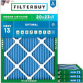 Filterbuy 20x23x1 Air Filter MERV 13 Optimal Smoke & Allergy Defense (4-Pack), Electrostatic Pleated HVAC AC Furnace Filters Replacement, Made in USA (Actual Size: 19.50 x 22.50 x 0.75)