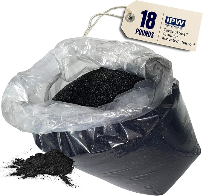 IPW Industries Bulk Activated Carbon - Coconut Shell Granular Activated Charcoal (GAC) for Water Filtration - Replacement Media for Pre and Post Carbon Water Filters (18 lbs)