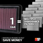 K&N High-Flow Original Lifetime Engine Air Filter: High Performance, Premium, Washable, Replacement Filter: Compatible with 2021 Ford Bronco, E-0634