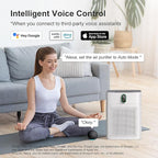 MORENTO Air Purifier for Home Large Room Bedroom Up to 1076 ft², Wi-Fi and Alexa Control, PM2.5 Air Quality Monitor, Auto Mode, HEPA Filter Removes Dust, Pollen, Smoke 1 Pack, White