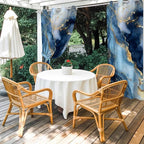 Marble Texture Outdoor Curtains for Patio Abstract Gradient Blue Golden Gorgeous Waterproof Outside Curtains with Grommet Top Weatherproof Curtain for Cabana Pergola Gazebo, 1 Panel, 54" W x 108" L
