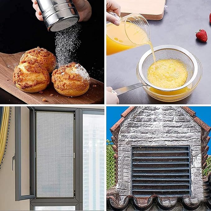 Stainless Steel Woven Wire Mesh 304 Stainless Steel Woven Wire, 80 Mesh Fly Mosquito Net, Fine Screen Mesh, Rodents Garden Insect Screen, for Vent, Filter, Window (Silver 1x7m)