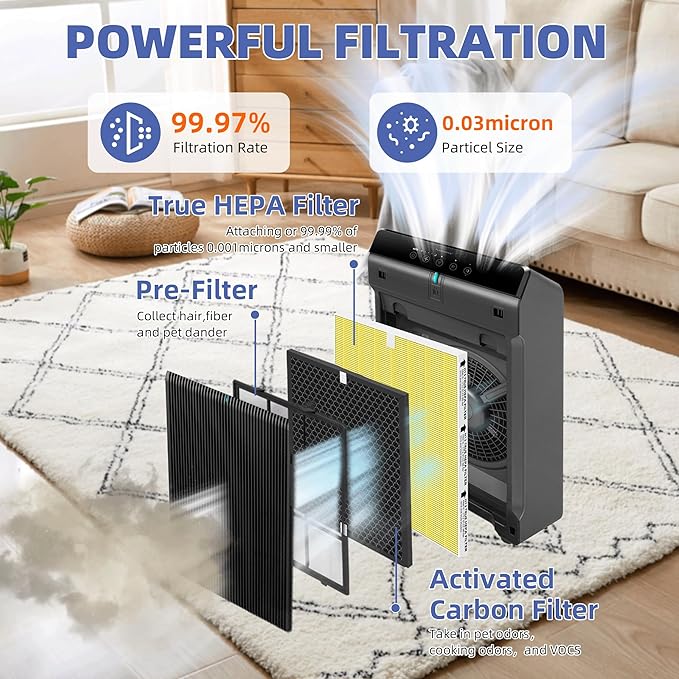 5510 5520 HEPA Pet Care Air Purifier Filter Q Replacement for Winix 5510 5520 Plasmawave Air Purifier H13 True HEPA Carbon Filter,# 1712-0123-00,1 Combon Set