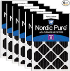 Nordic Pure 20x25x4 (Actual Size: 19 1/2 x 24 1/2 x 3 5/8) Pure Carbon Pleated Odor Reduction Merv 8 Furnace Filters 6 Pack