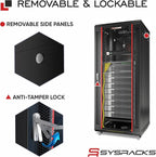 Sysracks 27U Wall Mount Server Rack Cabinet, 19” Locking Network Rack, 24” Deep, Glass Door, with Fan, PDU and Shelf