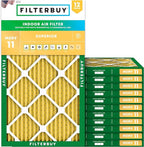Filterbuy 15x25x1 Air Filter MERV 11 Superior Pet & Allergy Defense (12-Pack), Electrostatic Pleated HVAC AC Furnace Filters Replacement, Made in USA (Actual Size: 14.50 x 24.50 x 0.75)