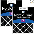 Nordic Pure 20x25x1 (Actual Size: 19 1/2 x 24 1/2 x 3/4) Pure Carbon Pleated Odor Reduction Furnace Air Filters 2 Pack