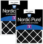 Nordic Pure 14x30x1 (Actual Size: 13 15/16 x 29 15/16 x 3/4) Pure Carbon Pleated Odor Reduction Furnace Air Filters 2 Pack