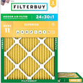 Filterbuy 24x30x1 Air Filter MERV 11 Superior Pet & Allergy Defense (2-Pack), Electrostatic Pleated HVAC AC Furnace Filters Replacement, Made in USA (Actual Size: 23.88 x 29.88 x 0.75)