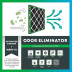 Filterbuy 20x22x1 Air Filter MERV 10 Odor & Allergy Defense with Activated Carbon (4-Pack), Electrostatic Pleated HVAC AC Furnace Filters Replacement, Made in USA (Actual Size: 19.50 x 21.50 x 0.75)