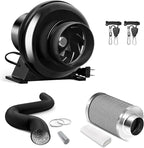 iPower 4 Inch 195 CFM Inline Fan, Air Carbon Filter, 8 Ft Al Foil Ducting, Speed Controller and Rope for Grow Tent, Ventilation & HVAC Heating Cooling