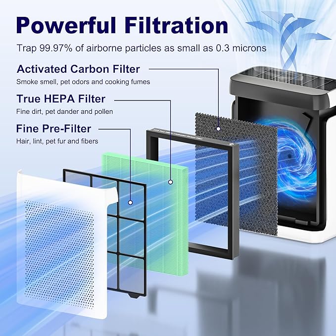 Vital 200S Toxin Absorber Replacement Filter for LEVOIT Vital 200S and Vital 200S-P Air Purifier, True HEPA and High-Efficiency Activated Carbon Filter, Vital 200S-RF-TX, 2 Pack, Green