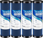 1 Micron 2.5" x 10" Whole House CTO Carbon Water Filter Cartridge Replacement for Under Sink Water Filter System, Dupont WFPFC8002, WFPFC9001, FXWTC, SCWH-5, WHEF-WHWC, WHCF-WHWC, AMZN-SCWH-5,4Pack