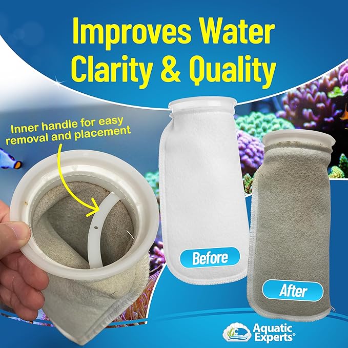Aquatic Experts 4 inch Ring 100 Micron Felt Filter Sock - Filter Socks for Saltwater Aquarium, Sump Filter Sock, Freshwater Aquarium Socks, Reef Filter Sock (4"x10.5", 4 Pack)