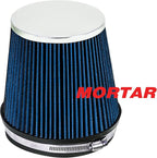 Mortar Aftermarket Auto Air Filter – 6 In Flange ID Car Enthusiast Class Universal Cold Air Intake Gulps in More Air for More Engine Power & Passionate Induction Sound, Length 6 In, Blue