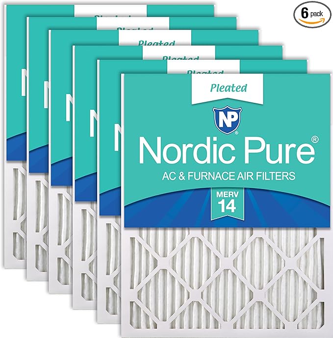 Nordic Pure 16x30x1 (Actual Size: 15 3/4 x 29 11/16 x 3/4) Pleated MERV 14 Air Filters 6 Pack