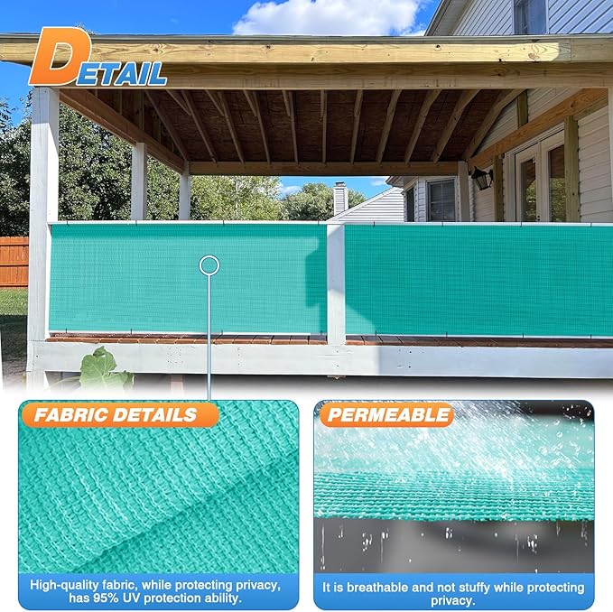 TANG Sun Shade Fabric Roll 8'x21' Shade Cloth for Garden Turquoise Green HDPE Mesh Shading Pergola Cover Replacement Canopy, 95% Blockage Sunshades for Outdoor Patio Backyard Plant